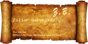 Zoller Bereniké névjegykártya